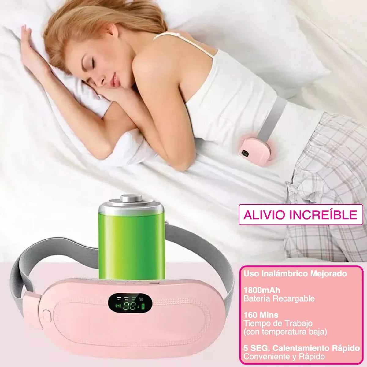 CINTURON MASAJEADOR PARA ALIVIAR COLICOS MENSTRUALES- RECARGABLE 🔋